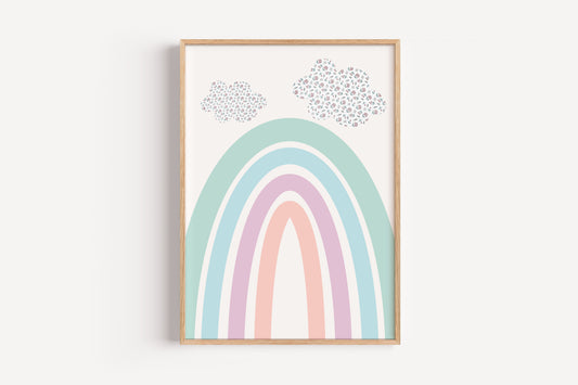 Rainbow - Floral Clouds | Art Print