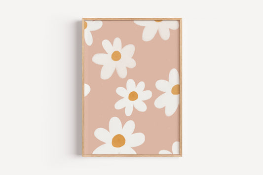 Cute Daisy Flower Pattern – Boho Nursery or Playroom Wall Print
