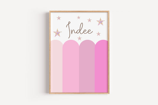 Pink Scallop Custom Name | Art Print