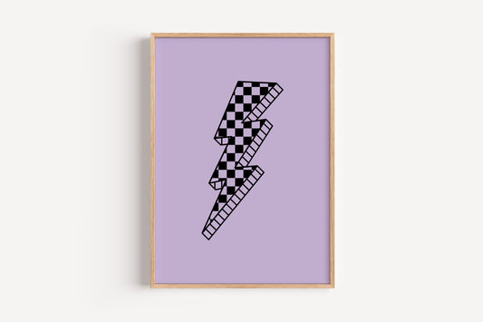 Checkered Lightning Bolt | Art Print
