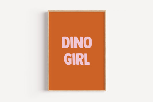 Dino Girl Typography Art Print – Bold Dinosaur Quote Wall Decor for Girls Room
