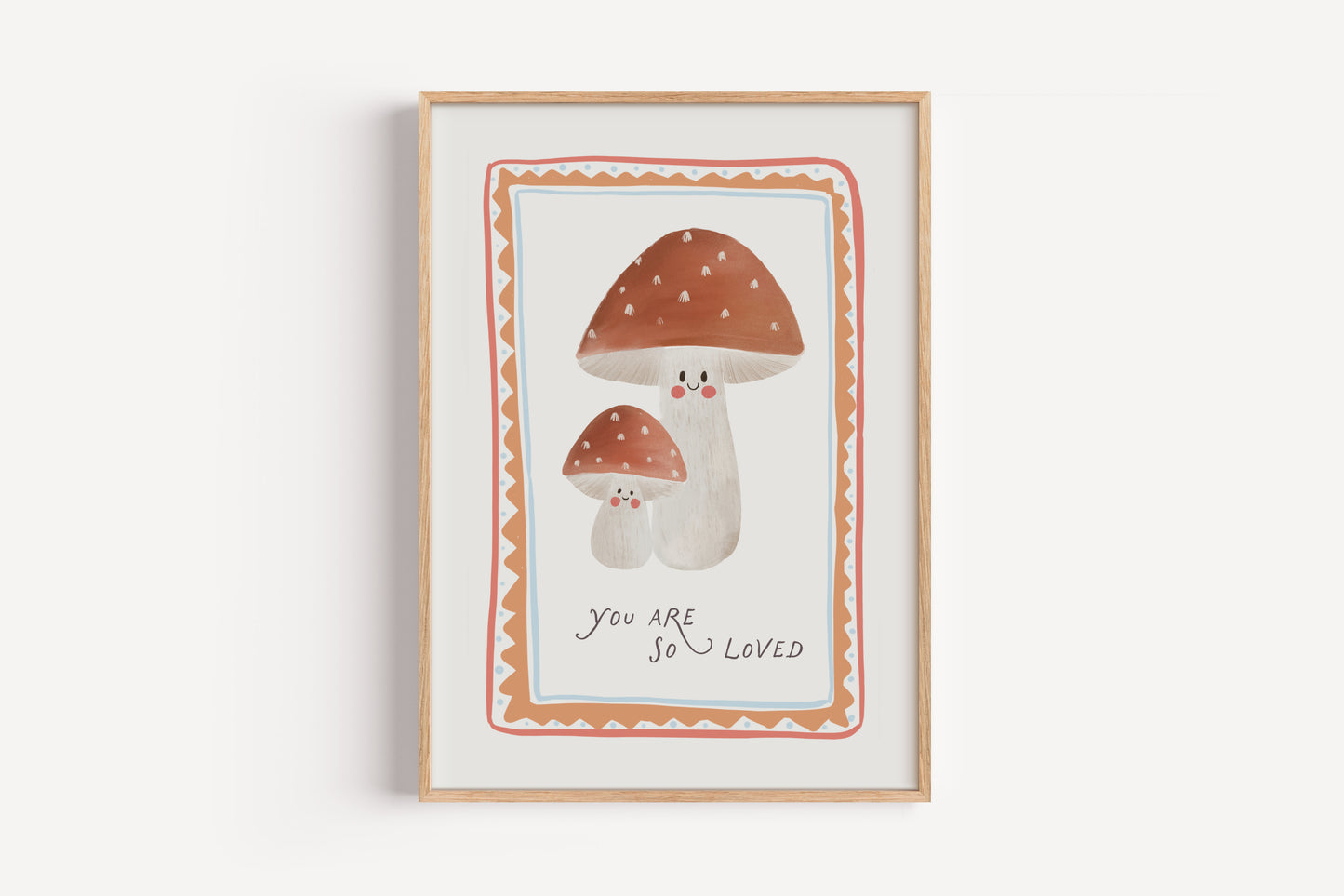 Mushroom Nursery Print – You Are So Loved Woodland Wall Art for Baby Girl Room