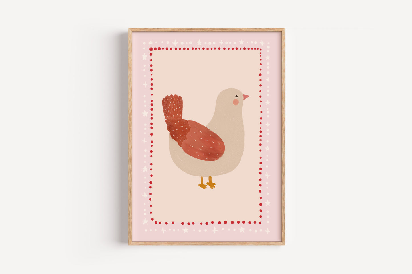 Hen Art Print for Kids – Farm Animal Wall Decor for Nursery or Girls Room