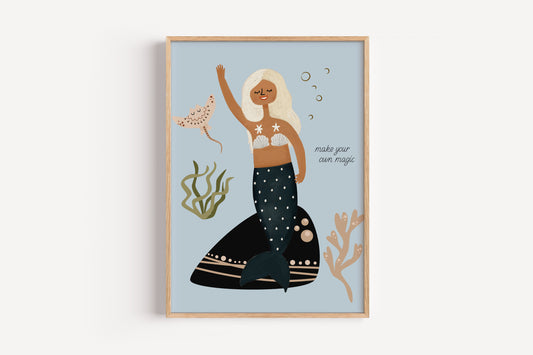 Make Your Own Magic Mermaid Wall Art – Diverse Ocean Girl Print for Kids' Rooms