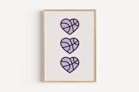 Purple Basketball Heart | Art Print