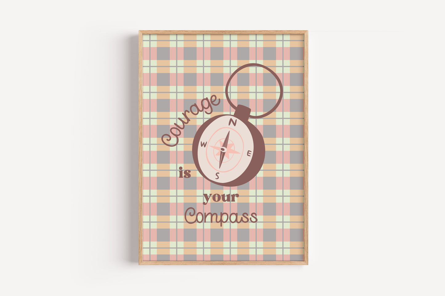 Courage Is Your Compass Art Print – Inspirational Wall Decor for Kids Room or Classroom