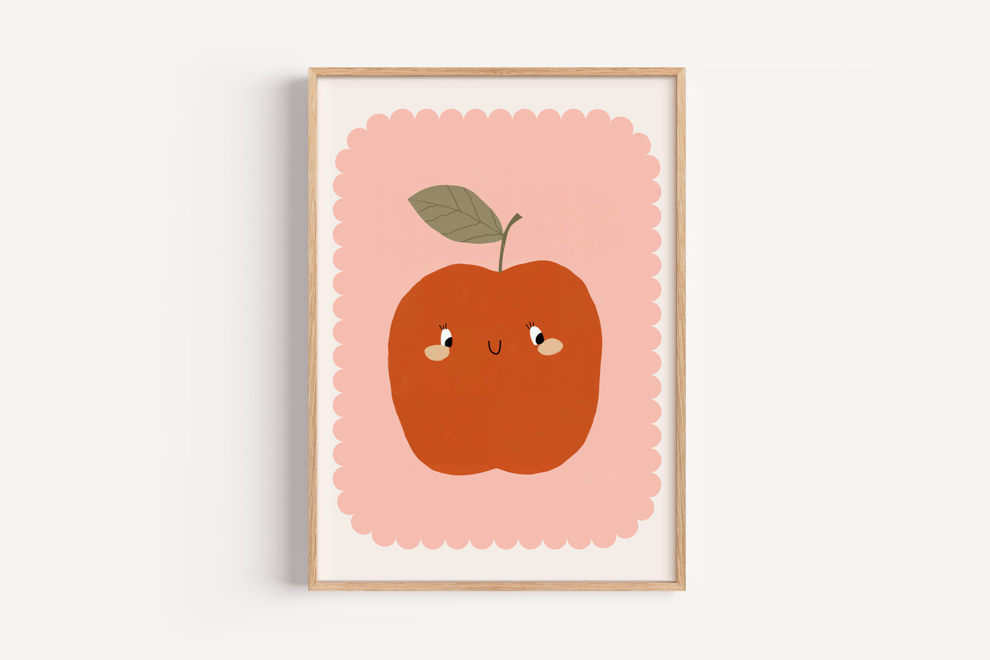 Smiling Apple Print – Adorable Fruit Illustration for Nursery or Kitchen Decor