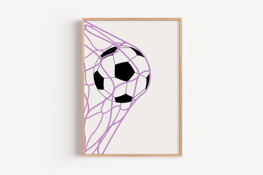 Soccer Goal Wall Art – Minimalist Sporty Print for Girls’ Room Decor