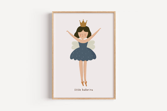 Little Ballerina Princess Wall Art – Whimsical Girl’s Room Print
