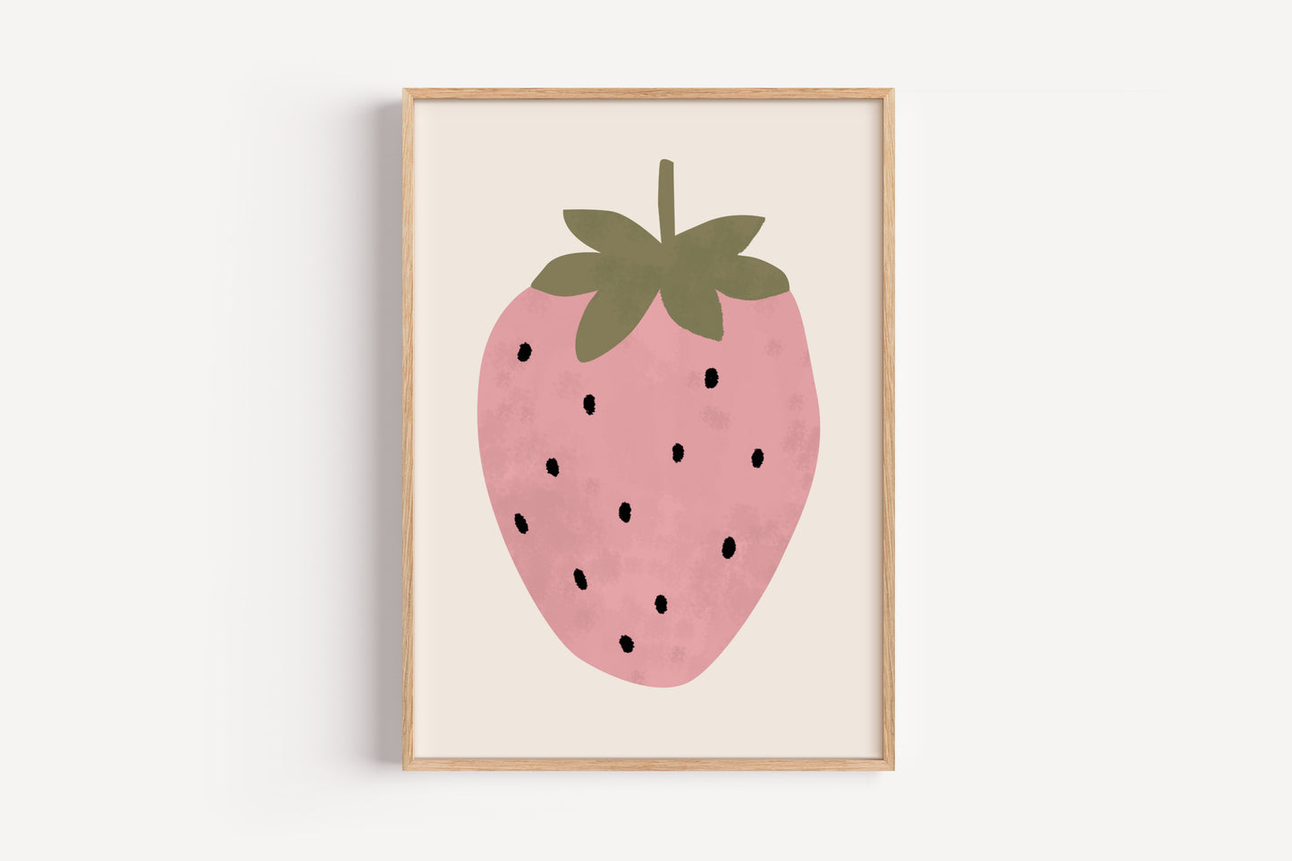 Strawberry Wall Art – Modern Fruit Print for Girls Room or Playroom