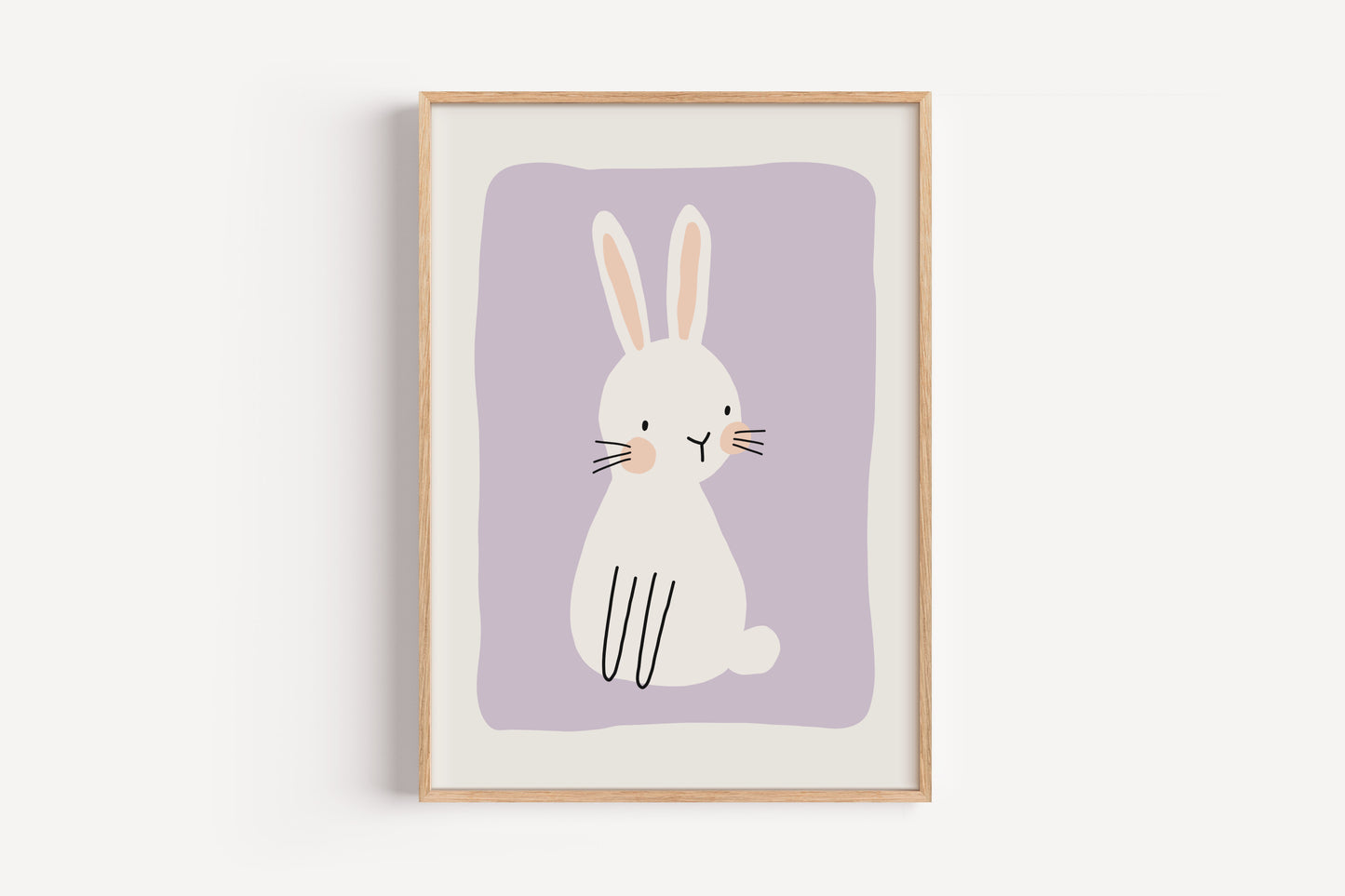 Lilac Bunny Art Print – Cute Rabbit Wall Decor for Nursery or Kids Room