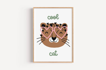Cool Cat - Heart Glasses | Art Print