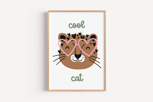 Cool Cat - Heart Glasses | Art Print