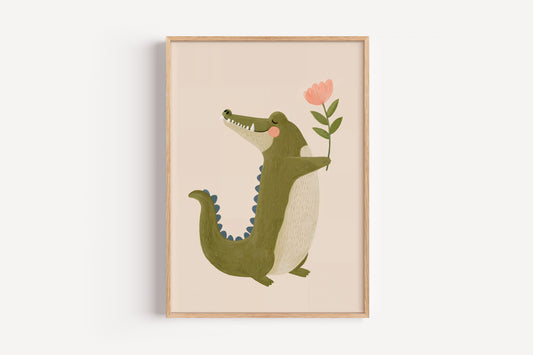 Crocodile Art Print for Kids – Whimsical Animal Wall Decor for Nursery or Playroom
