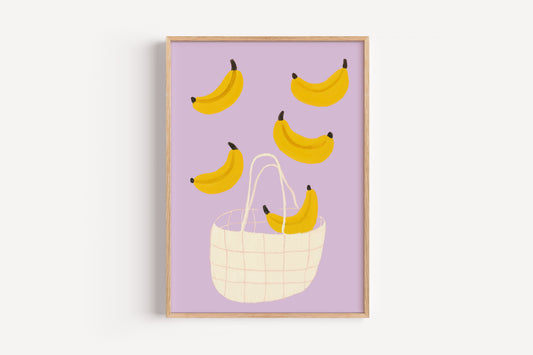 Banana Wall Art Print – Whimsical Fruit Print for Kitchen or Kids Room