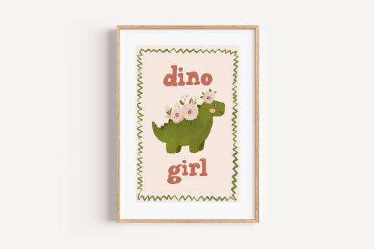 Girl Dinosaur Wall Art – Cute and Feminine Dino Print for Toddler or Baby Room