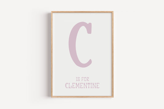 Retro Initial and Name Art Print – Custom Letter Wall Decor for Nursery or Kids Room