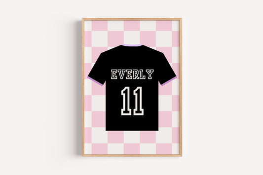 Custom Girls Soccer Name & Number Print – Personalized Wall Art with Jersey Design