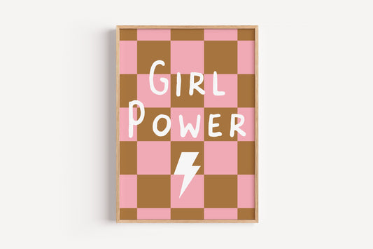 Girl Power Typography Print – Bold Wall Art for Girls Bedroom or Playroom